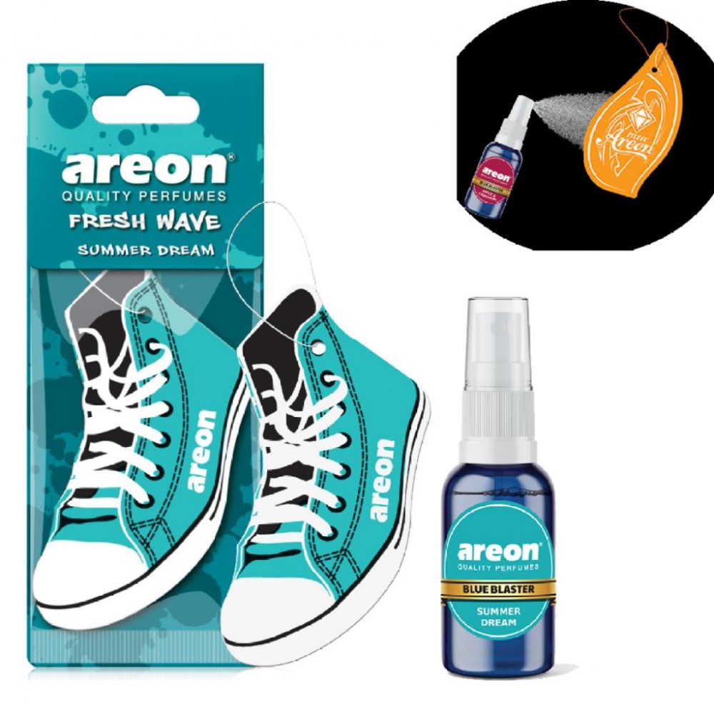 Areon 30ml Blue Blaster ve Fresh Wave Dry Summer Dream Oto Araç Kokuları 2 Adet