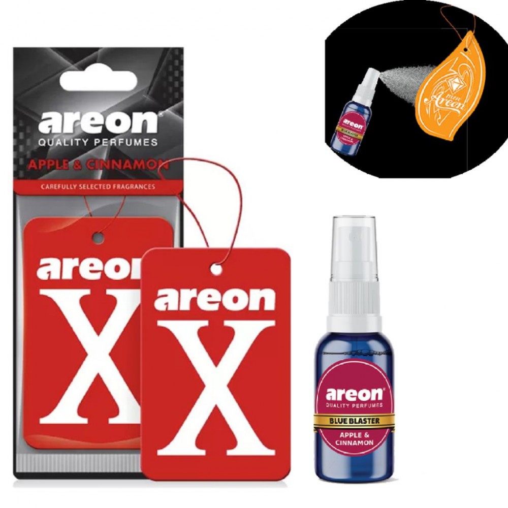 Areon 30ml Blue Blaster ve Areon X Apple Cinnamon Oto Araç Kokuları 2 Adet