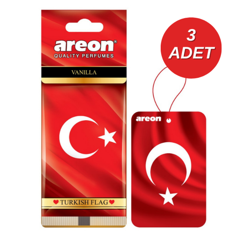 Areon Türk Bayrağı Vanilla Oto Araç Kokusu 3 Adet