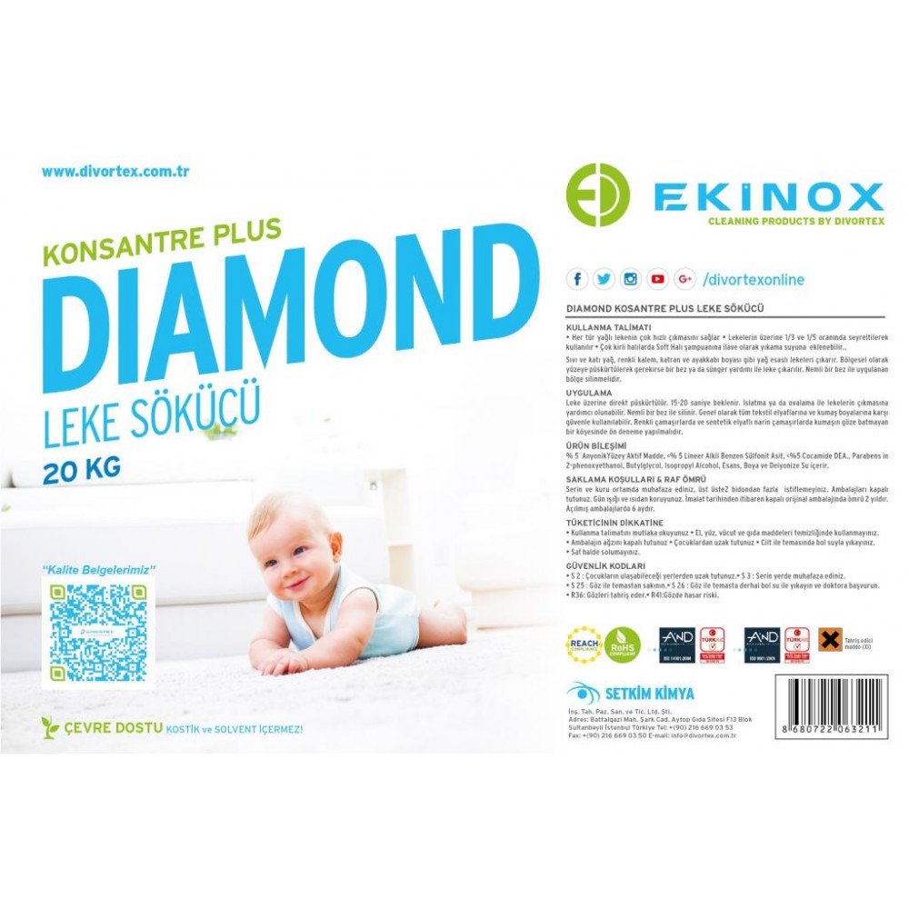 Ekinox Diamond Konsantre Plus Leke Sökücü 5 kg.