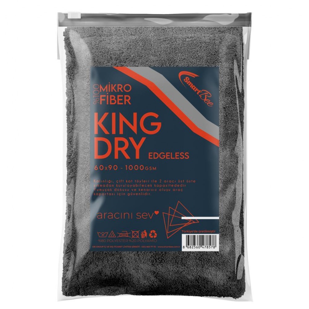 SmartBee Kingdry Edgeless Oto Kurulama Havlusu 1000 gsm 60x90 cm 1 Adet